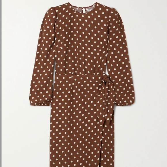 Reformation Brown Polka Dot Midi Dress - Picture 1 of 7
